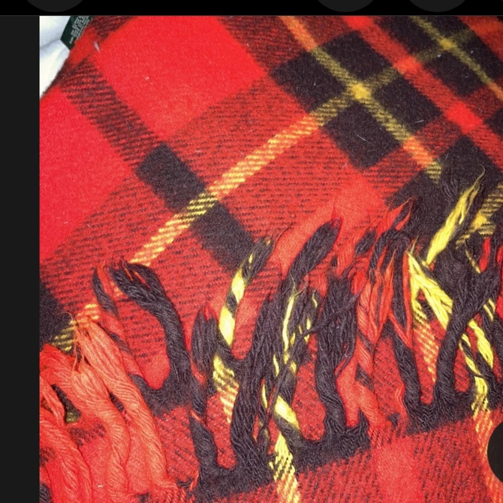 Vtg Faribo Wool Throw Blanket Red Plaid Faribault Woolen Mills USA 53x48